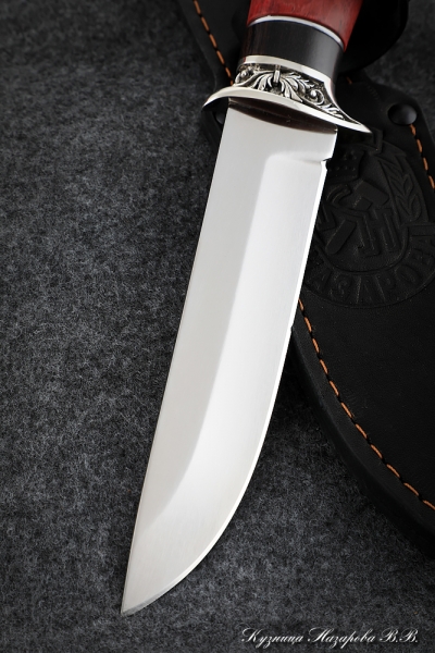 Нож Пехотинец Elmax мельхиор стабилизированная карельская береза резная черный граб(Coutellia)