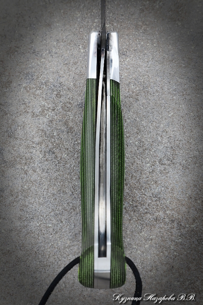 Нож складной Ладья сталь Х12МФ рукоять микарта зеленая