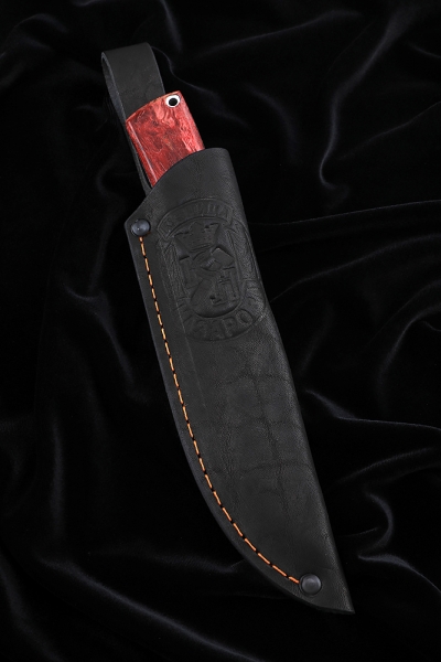 Нож №40 D2 цельнометаллический рукоять карельская береза красная