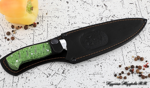 Кухонный нож Шеф № 12 сталь 95Х18 рукоять акрил зеленый