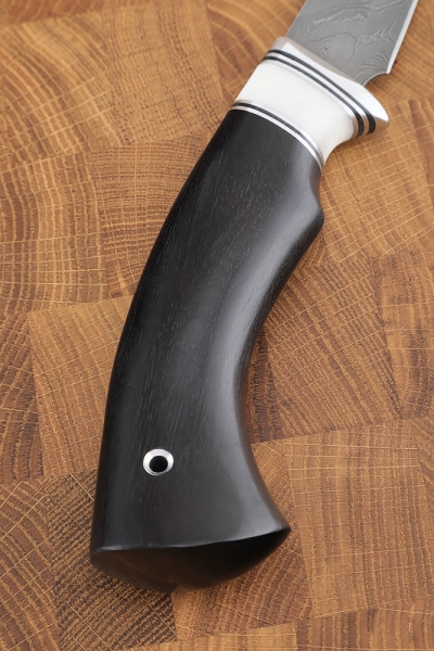 Knife Killer whale small fillet damascus handle acrylic white black hornbeam
