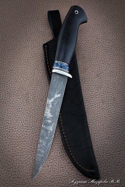 Killer Whale knife medium fillet H12MF black hornbeam acrylic blue
