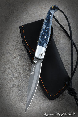 Folding Knife Pen Wootz steel Handle Duralumin Acrylic Blue