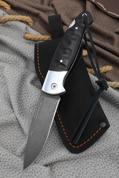 Нож складной Сова сталь Х12МФ накладки черный граб резная 