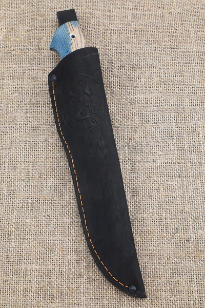 Нож Боец Sandvik рукоять стабилизированная карельская береза синяя акрил янтарный