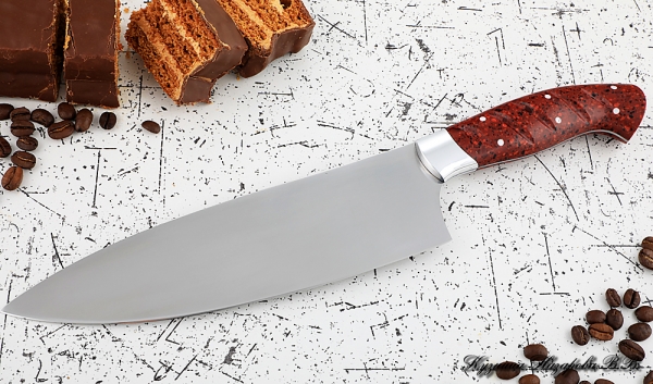 Кухонный нож Шеф № 13 сталь 95Х18 рукоять акрил красный