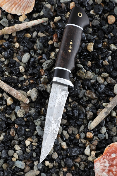 Нож Лавр D2 стабилизированная карельская береза коричневая черный граб (Coutellia)