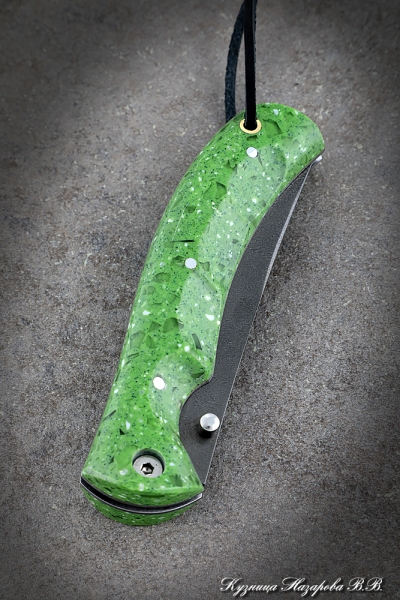 Нож складной Корсак сталь Х12МФ накладки акрил зеленый