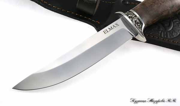 Нож Пехотинец ELMAX мельхиор стабилизированная карельская береза (коричневая)