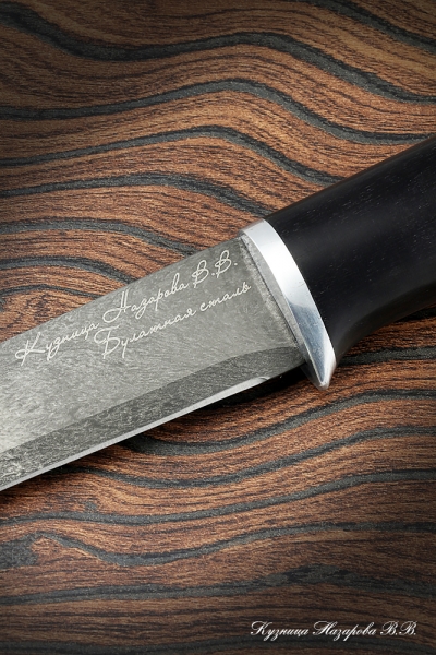Нож Касатка средняя филейный булат черный граб (надпись)