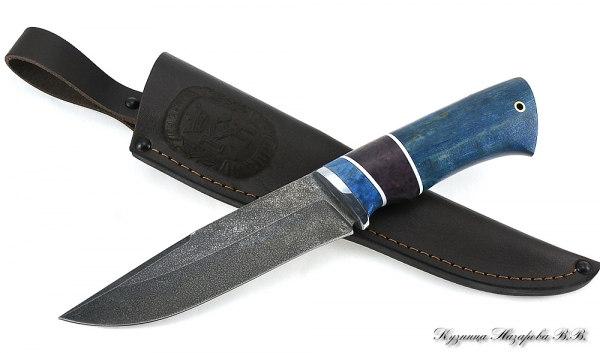 Нож Оса ХВ-5 черный граб стабилизированная карельская береза (синяя)