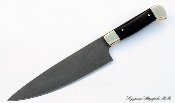 Кухонный нож Шеф-повар средний Х12МФ черный граб латунь