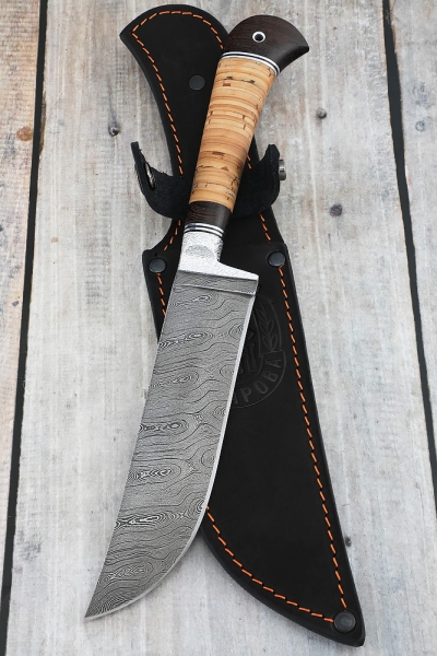 Uzbek Damascus Birch bark knife