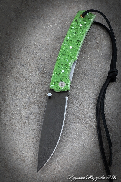 Нож складной Походный сталь Х12МФ накладки акрил зеленый
