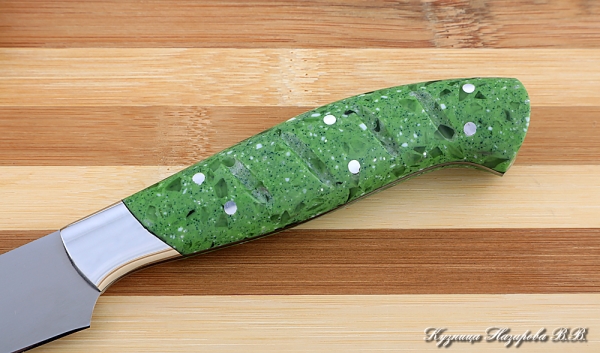 Кухонный нож Шеф № 2 сталь 95Х18 рукоять акрил зеленый