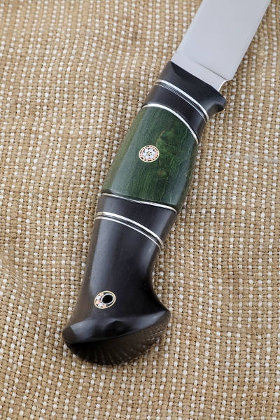 Нож Овод Elmax рукоять карбон карельская береза зеленая черный граб (New)