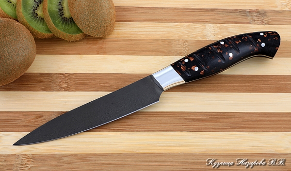 Кухонный нож Шеф № 2 сталь Х12МФ рукоять акрил коричневый