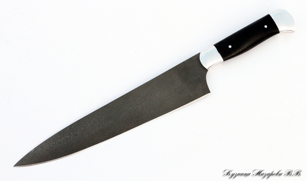 Кухонный нож Шеф-Повар №1: Х12МФ, черный граб-дюраль