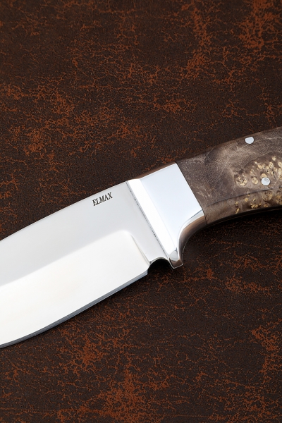 Нож Морпех Elmax цельнометаллический карельская береза коричневая