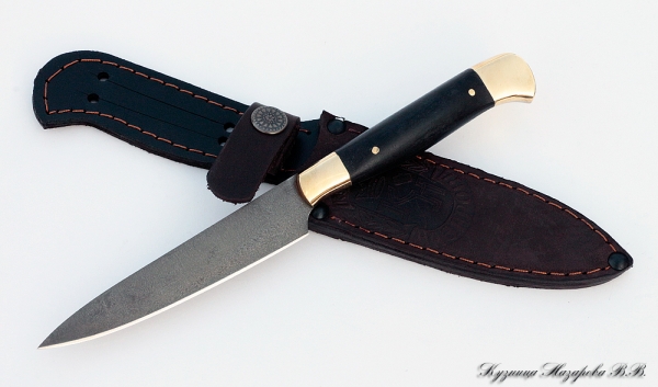 Кухонный нож Шеф-Повар №8 Х12МФ черный граб латунь