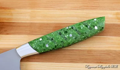 Кухонный нож Шеф № 3 сталь 95Х18 рукоять акрил зеленый