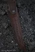 Нож Овод 2 дамаск торцевой карельская береза красная резная мельхиор
