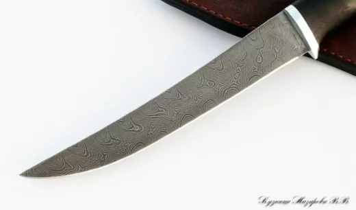 Нож Касатка средняя филейный дамаск черный граб
