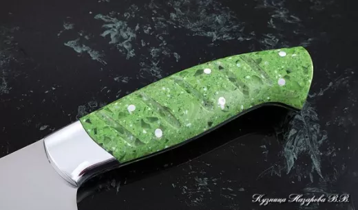 Кухонный нож Шеф № 8 сталь 95Х18 рукоять акрил зеленый