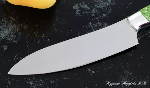 Кухонный нож Шеф № 10 сталь 95Х18 рукоять акрил зеленый