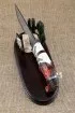 Нож Засапожный ламинация S 390 в крученом дамаске, акрил белый резной, скримшоу