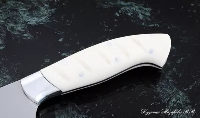 Кухонный нож Шеф № 9 сталь 95Х18 рукоять акрил белый