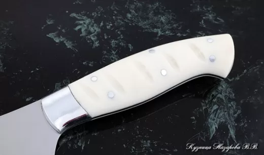 Кухонный нож Шеф № 10 сталь 95Х18 рукоять акрил белый