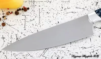 Кухонный нож Шеф № 12 сталь 95Х18 рукоять акрил синий
