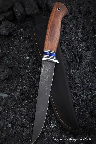 Нож Касатка средний филейный Х12МФ палисандр акрил синий