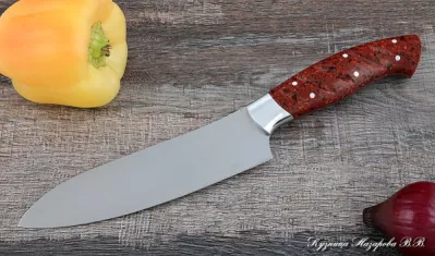 Нож Шеф № 10 сталь 95Х18 рукоять акрил красный
