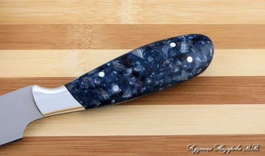 Кухонный нож Шеф № 1 сталь 95Х18 рукоять акрил синий