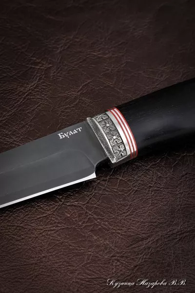 Нож Сапер булат черный граб мельхиор