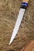 Нож Учар Elmax рукоять G10 черная, акрил синий, зебрано