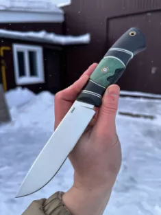 Нож "Странник" сталь Elmax, рукоять карбон, черный граб и стабилизированная карельская береза (распродажа)
