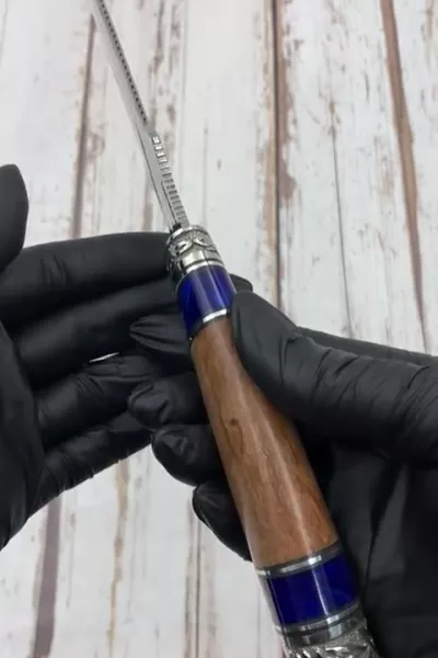 Видео: Нож Рыбак 2 сталь S390, рукоять акрил синий и карельская береза янтарь 