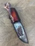 Нож Варан дамаск ламинированный с воронением, дол, рукоять березовый кап стабилизированный, мокуме-гане