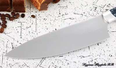 Кухонный нож Шеф № 13 сталь 95Х18 рукоять акрил синий