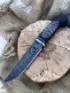 Нож Барс дамаск полный камень рукоять карельская береза с выжиганием
