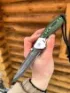 Нож складной Аист сталь Булат накладки микарта зеленая с дюралью