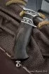 Нож Эксклюзив дамаск долы карельская береза коричневая мельхиор
