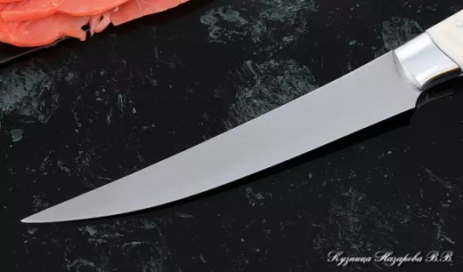 Кухонный нож Шеф № 6 сталь 95Х18 рукоять акрил белый