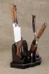 Набор из четырех ножей Шеф S390 рукоять железное дерево на подставке с откидными ложементами