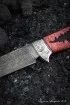 Нож Овод 2 дамаск торцевой карельская береза красная резная мельхиор