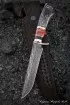 Нож Сапер дамаск торцевой мокуме-гане карельская береза фиолетовая кость мамонта красная