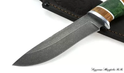 Нож Сокол ХВ-5 стабилизированная карельская береза (янтарная+зеленая)